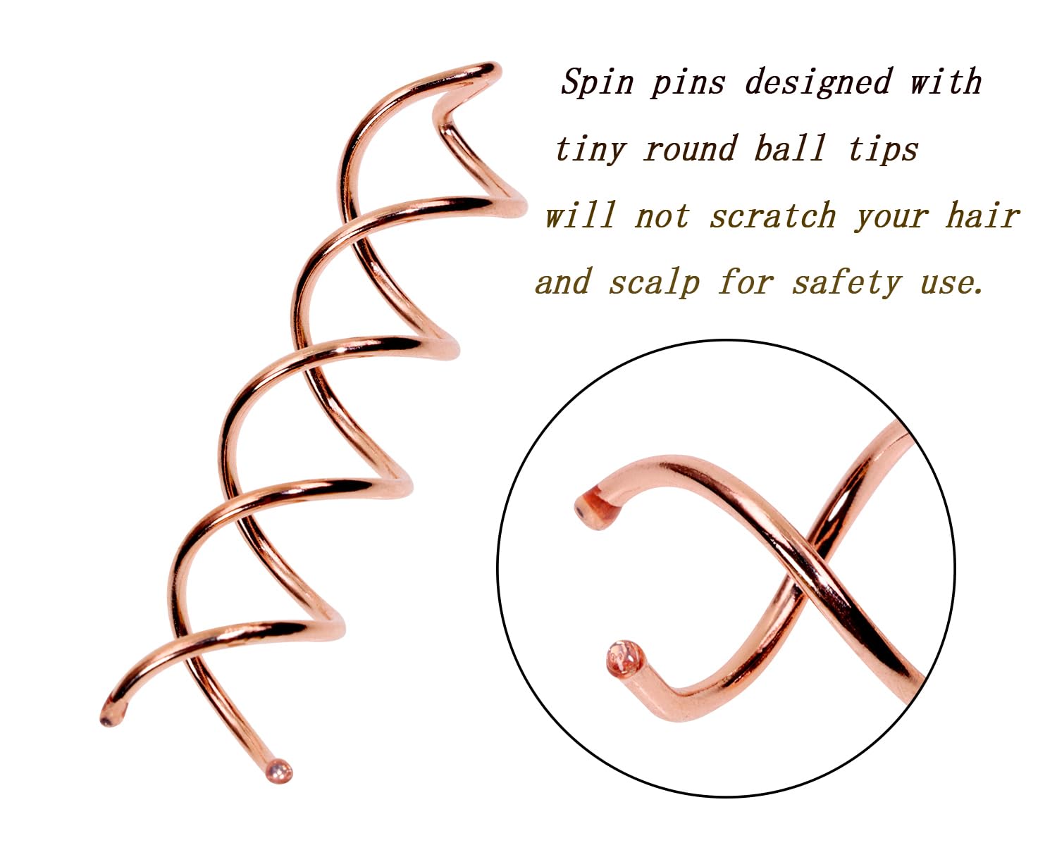 Horquillas de pelo en espiral de 2.36 pulgadas, puntas redondeadas en espiral, alfileres de cabello rubio, tornillos giratorios para mujeres y
