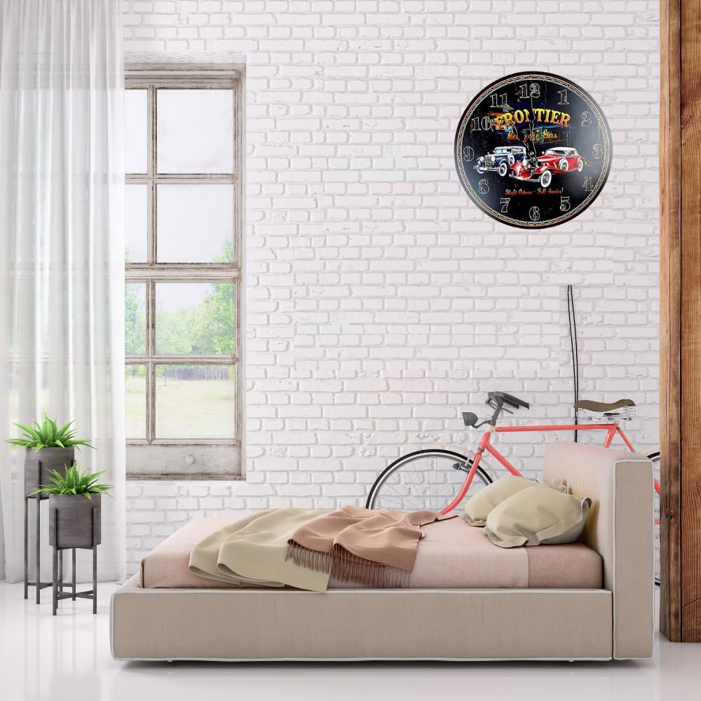 Reloj de pared redondo con temática de garaje de 13 pulgadas, decoración para amantes de los automóviles, coleccionistas de automóviles (autos