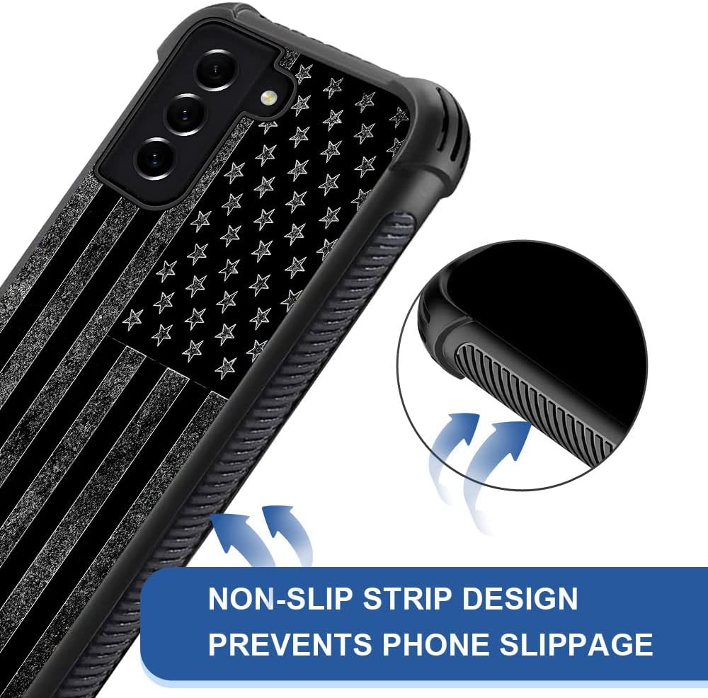 ZHEGAILIAN Funda compatible con Samsung Galaxy S21F, diseño gráfico de bandera estadounidense en blanco y negro, acrílico, a prueba de golpes,