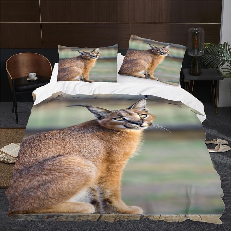 Juego de funda de edredón tamaño individual con estampado de animales, funda de edredón de microfibra suave y 2 fundas de almohada de 20 x 26