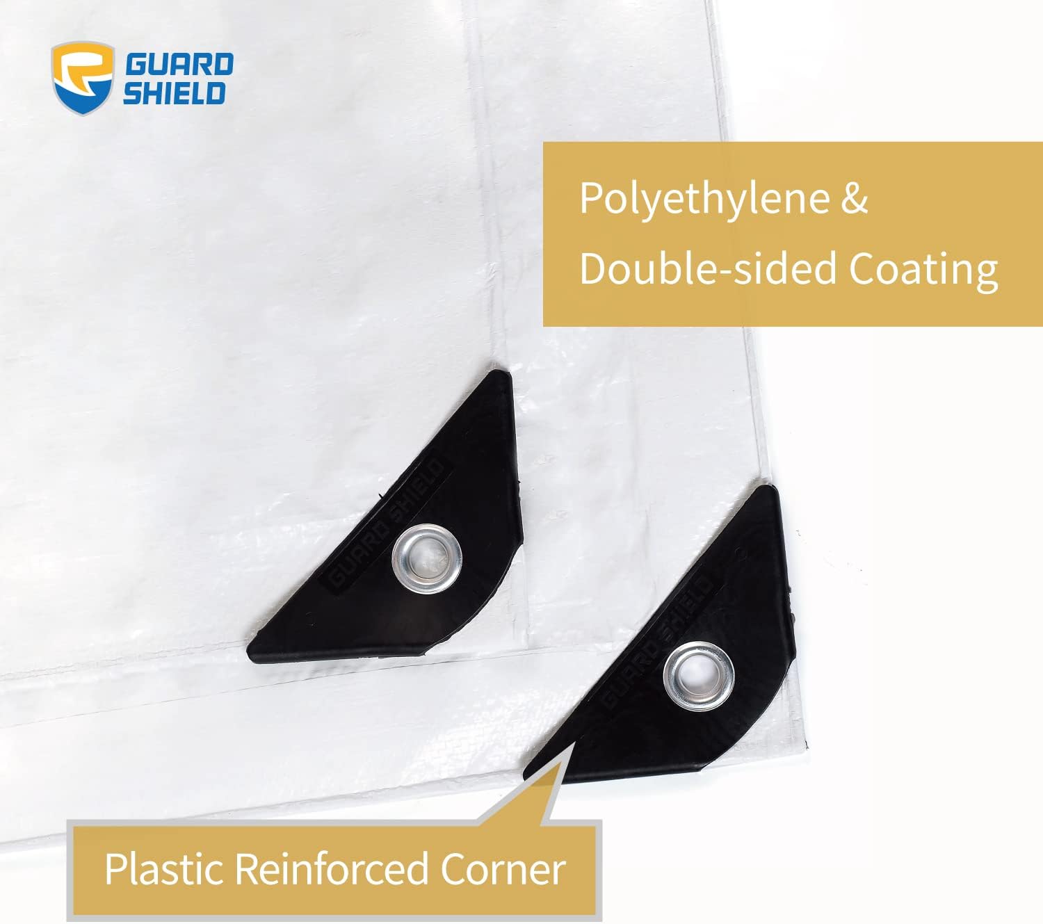 GUARD SHIELD – Lona blanca impermeable de 10 x 16 pies, cubierta de lona de polietileno, multiusos, de resistencia media, de 7 mil