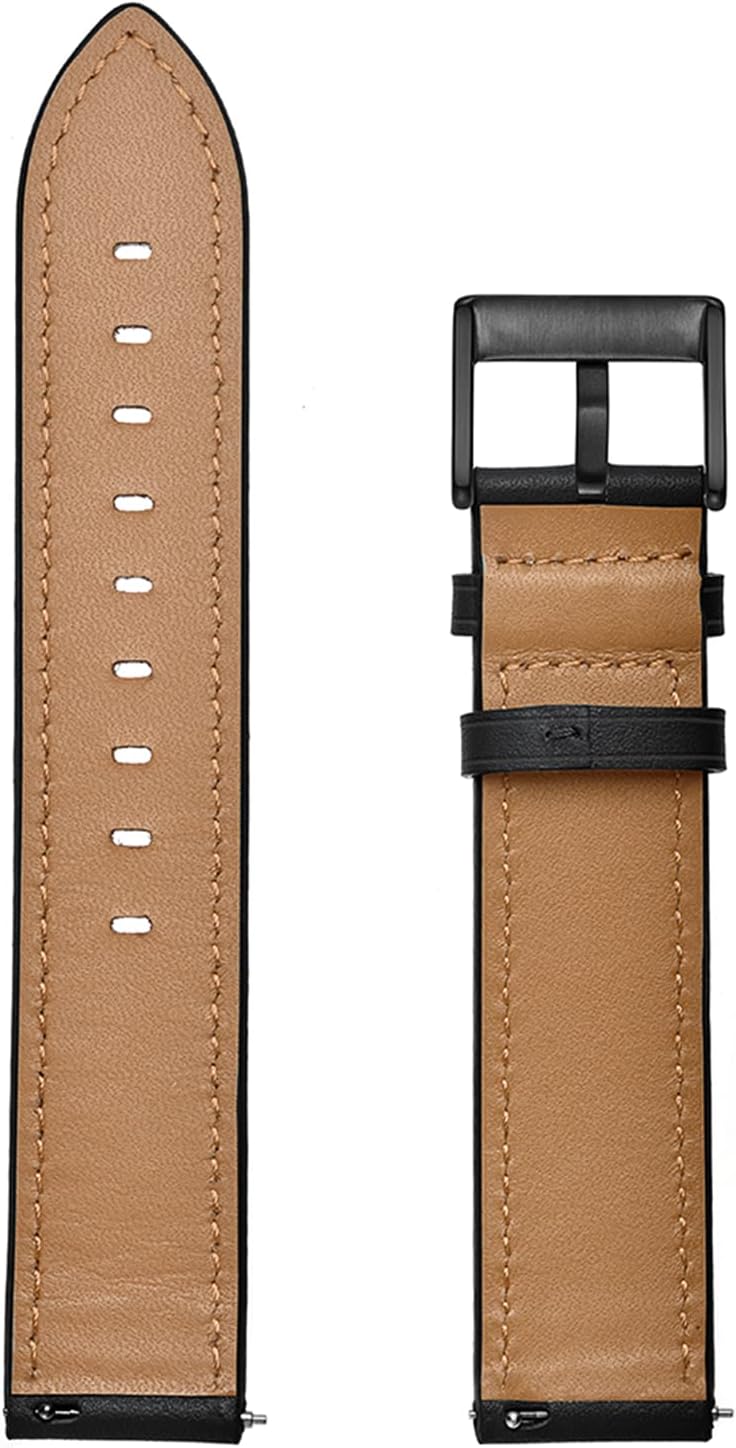 WOLLPO Correas de reloj inteligente, pulsera de repuesto de cuero, múltiples agujeros alternativos para una longitud ajustable. Correa de reloj de