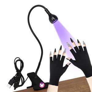 Lámpara LED de uñas con guantes, lámpara de curado de esmalte de uñas con clip de 3 W, mini gel X, lámpara de uñas portátil de cuello de cisne para Lámpara LED de uñas con guantes, lámpara de curado de esmalte de uñas con clip de 3 W, mini gel X, lámpara de uñas portátil de cuello de cisne para