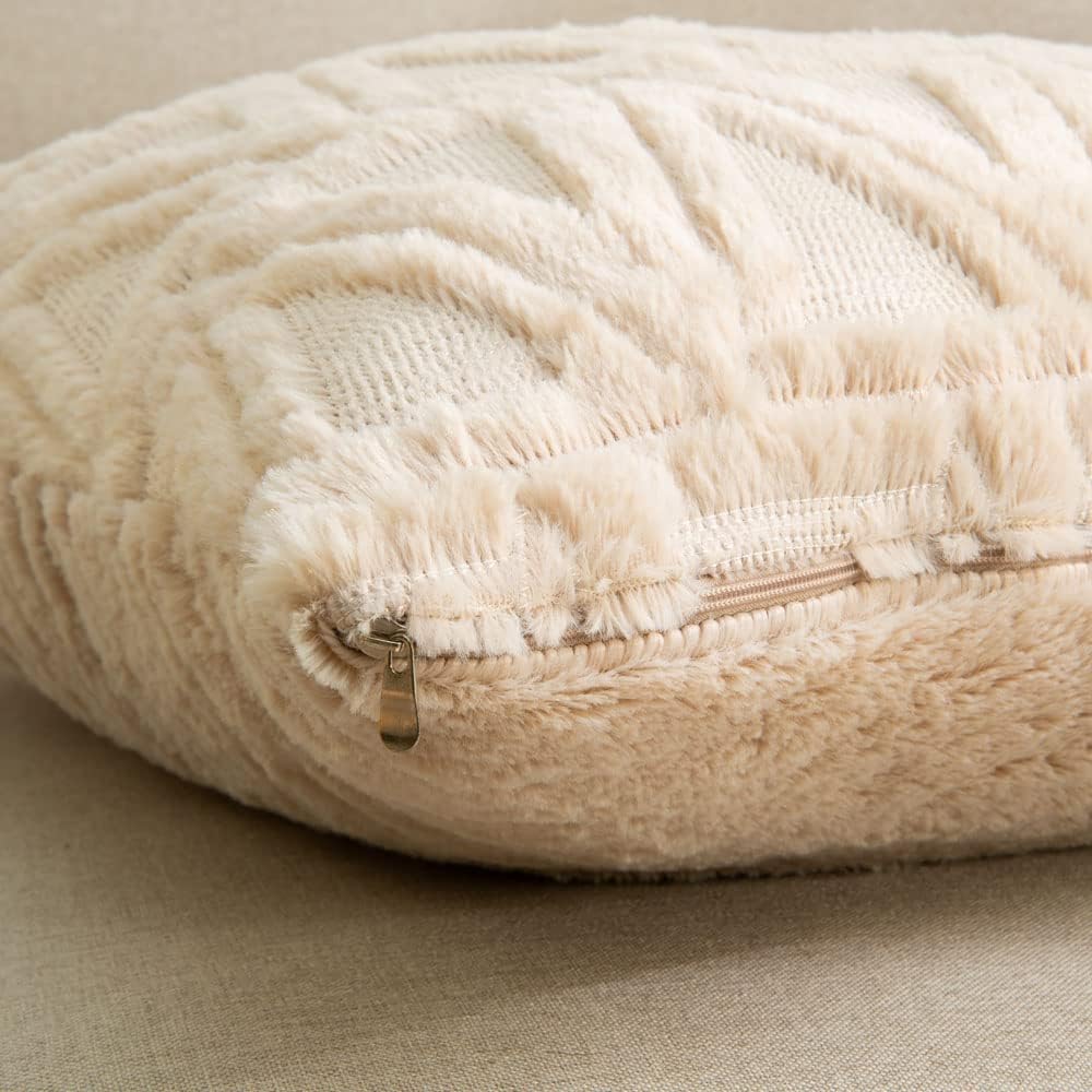 Junfawn Juego de 4 fundas de almohada decorativas de 16 x 16 pulgadas para sofá cama, fundas de cojín bohemias suaves de lana corta sintética para