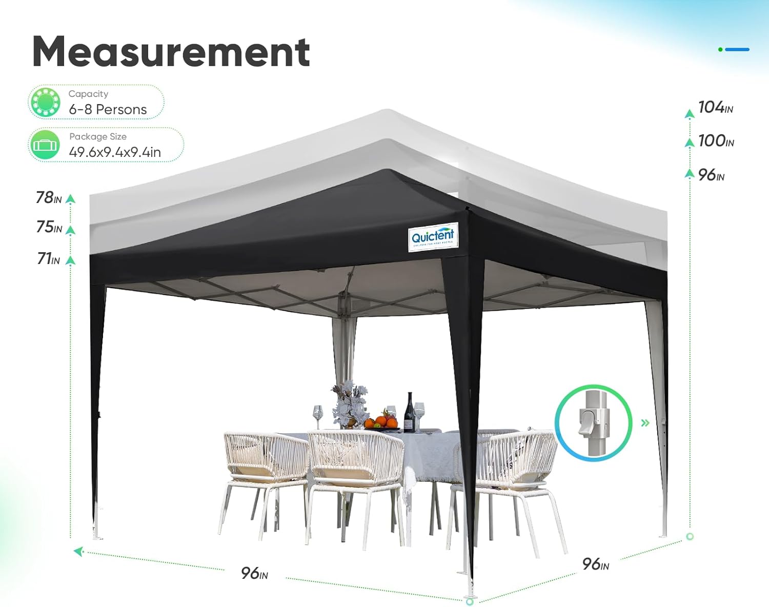 Quictent Tienda de campaña desplegable de privacidad de 8 x 8 pulgadas con paredes laterales y ventanas ventiladas enrollables, configuración para