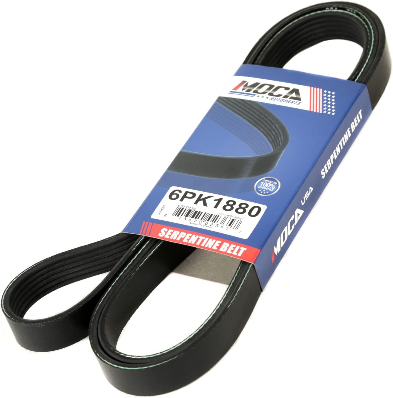 6PK1880 Serpentine Cinturón para 98-05 para Volkswagen Passat, 03-08 para Toyota Corolla, 04-06 para Mitsubishi Lancer, 98-00 para Mercedes-Benz
