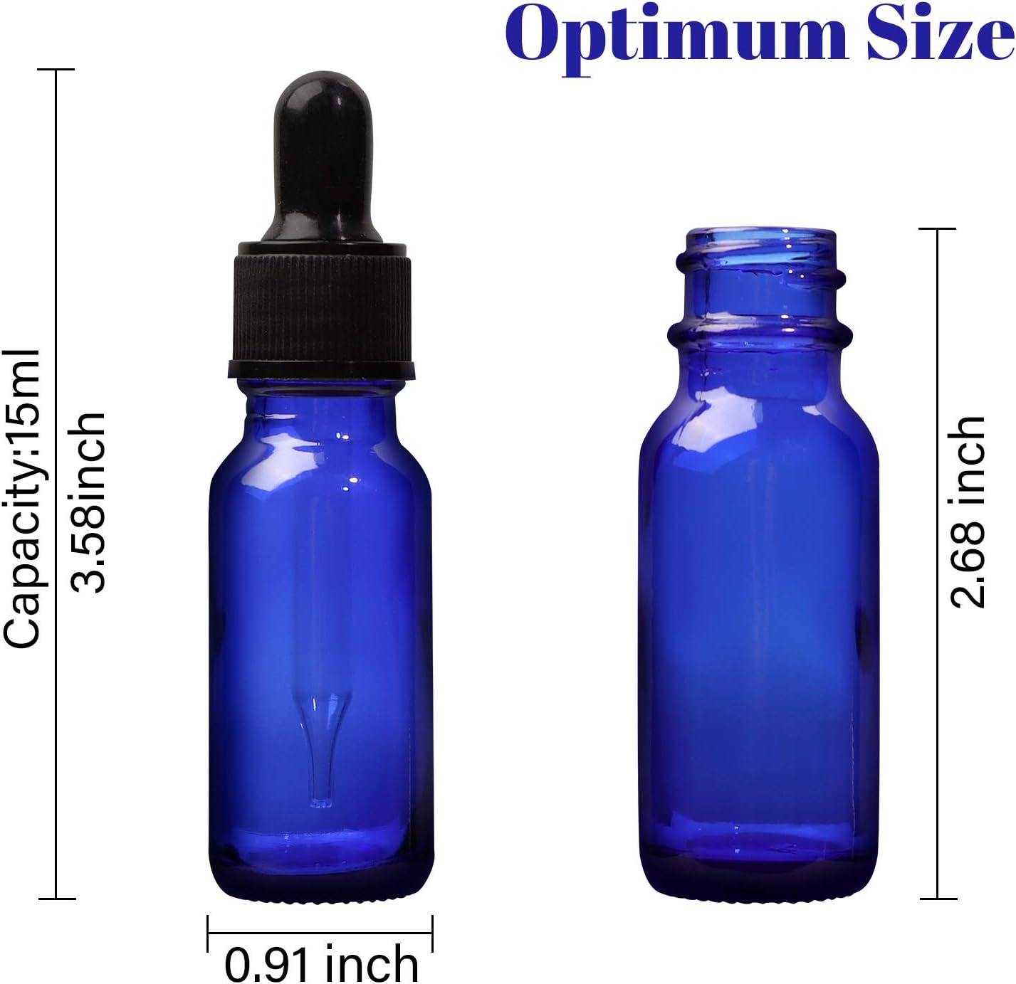 Paquete de 24 botellas de vidrio azul cobalto de 12 oz con cuentagotas de vidrio para aceites esenciales, perfumes y productos químicos de