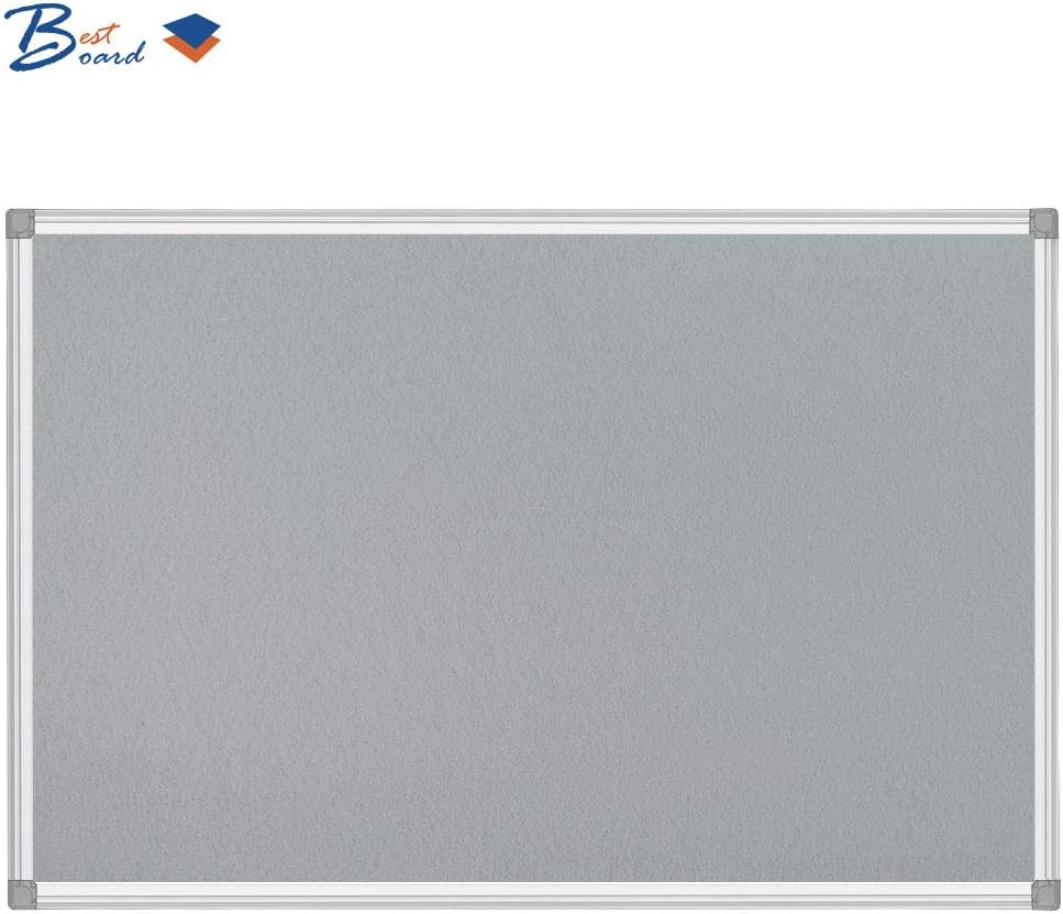 Tablero de anuncios, tablón de anuncios, tablero de mensajes, tablero de tela, tablero de notas, tablero de fieltro, gris, 36 x 48 pulgadas, marco