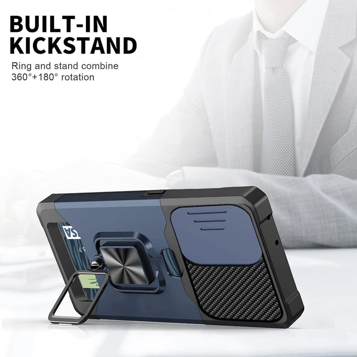 NKECXKJ Funda para iPhone 14 Max con protector de pantalla, soporte para tarjetas, soporte para soporte, resistente, delgada, a prueba de golpes,