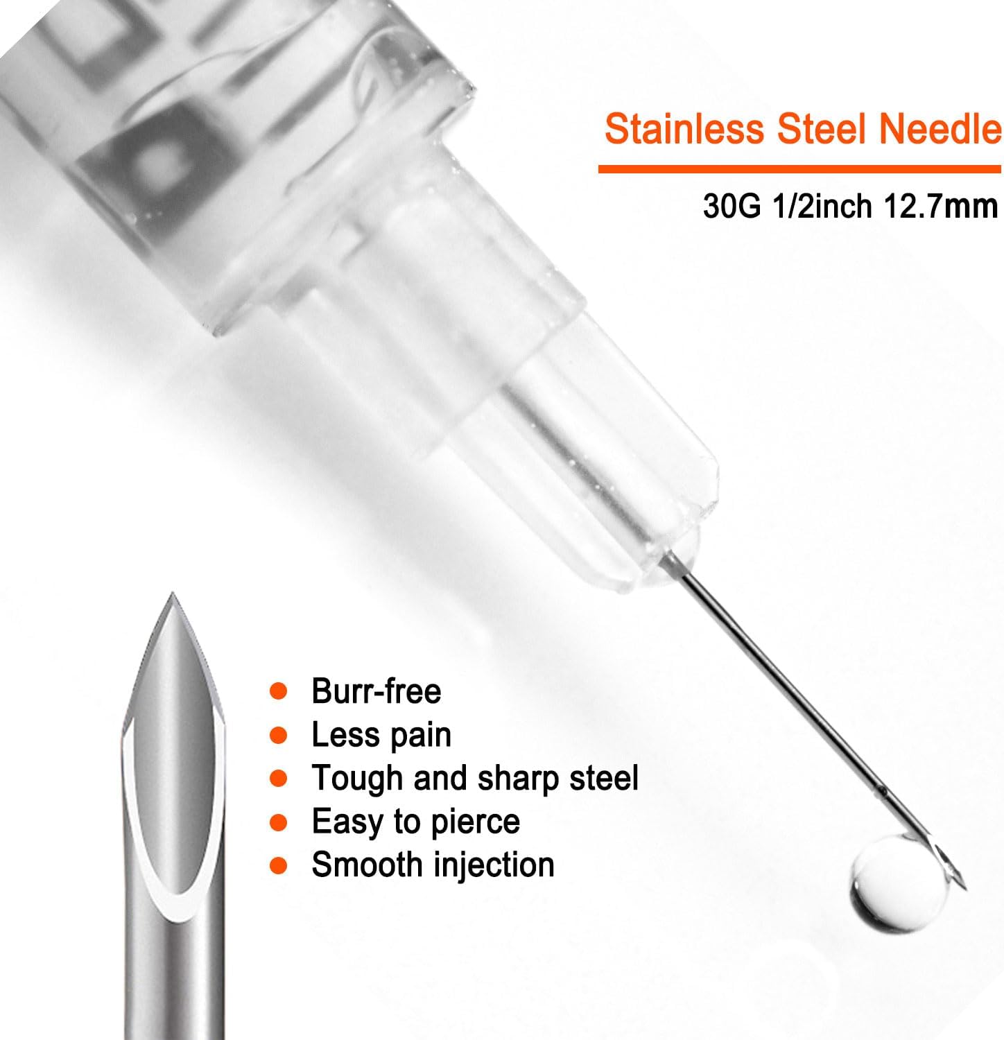Jeringa desechable de suministros de laboratorio de 0.0 fl oz, aguja de 12 pulgada, envuelta individualmente (100 unidades)