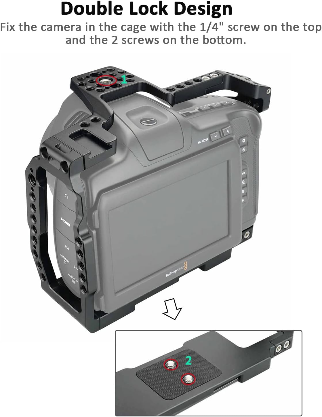BMPCC 6K Pro y 6K G2 Kit de jaula completa, con mango superior, riel NATO y soporte SSD T5, para cámara de cine Blackmagic Design Pocket 6K Pro y 6K