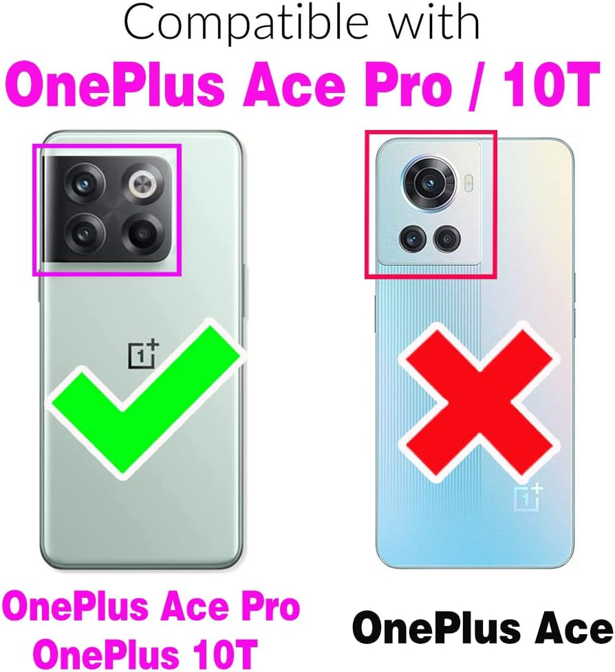 Funda para teléfono para OnePlus 10T 5GOne Plus Ace Pro Wallet con protector de pantalla de vidrio templado y funda delgada de cuero, soporte para