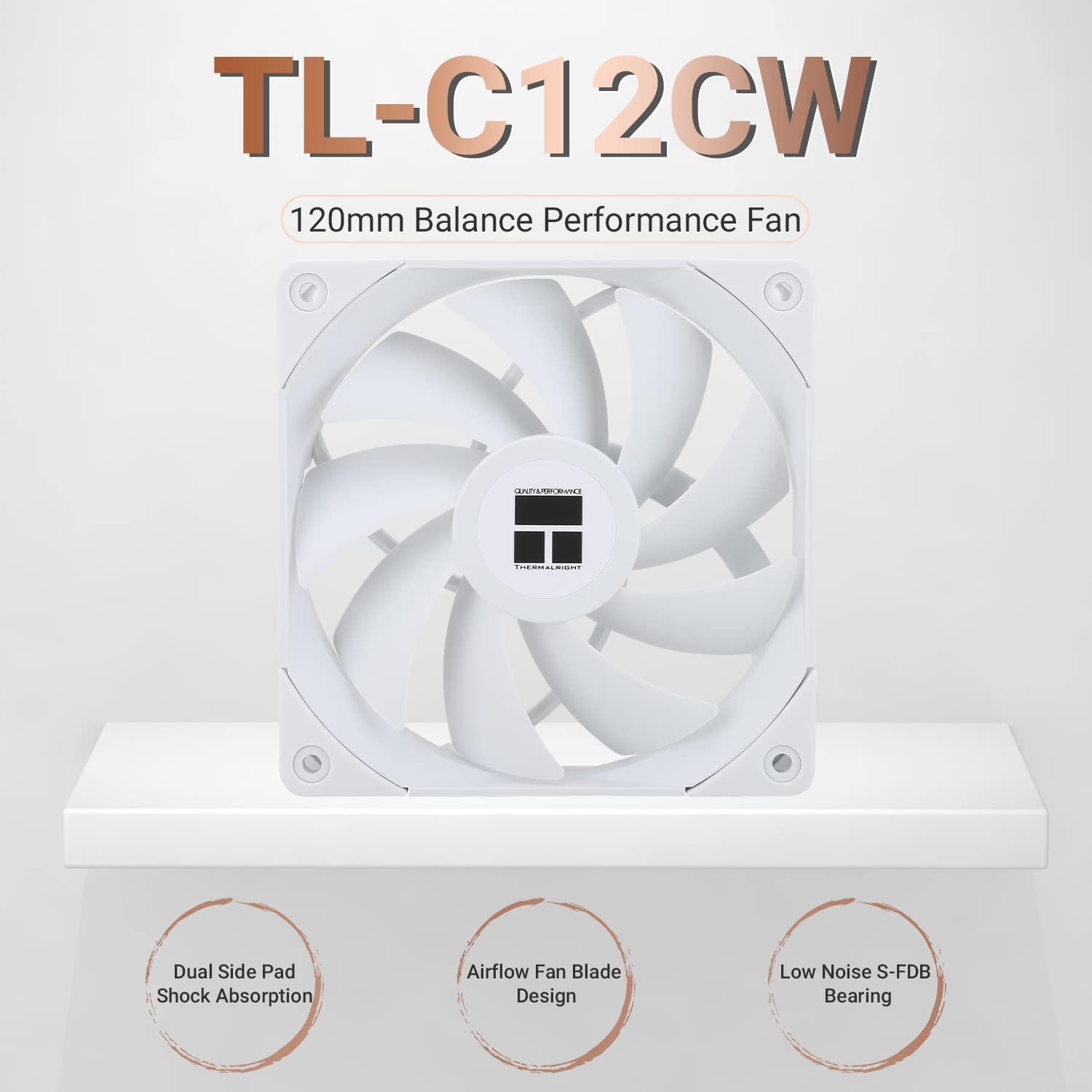 Thermalright Ventilador de CPU TL-C12CW de 4.724 in, ventilador silencioso PWM de 4 pines con rodamiento S-FDB incluido, ventilador de enfriamiento