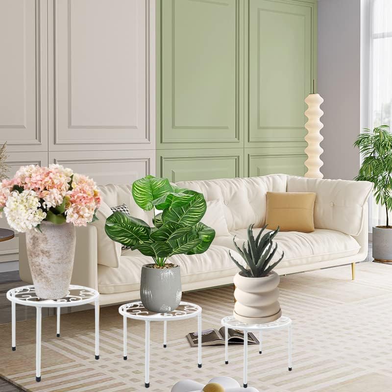 HAINARverS Soporte de metal para plantas, paquete de 5 unidades, soporte de hierro resistente a la corrosión, soporte redondo de exhibición