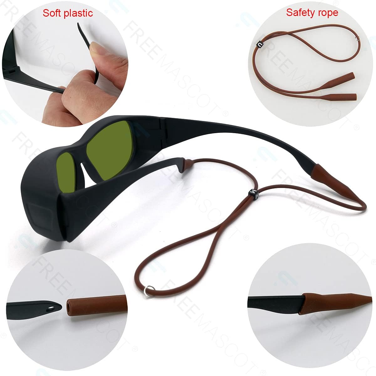 FreeMascot Gafas de seguridad láser profesionales OD 8+ 190nm-450nm800nm-1100nm de longitud de onda