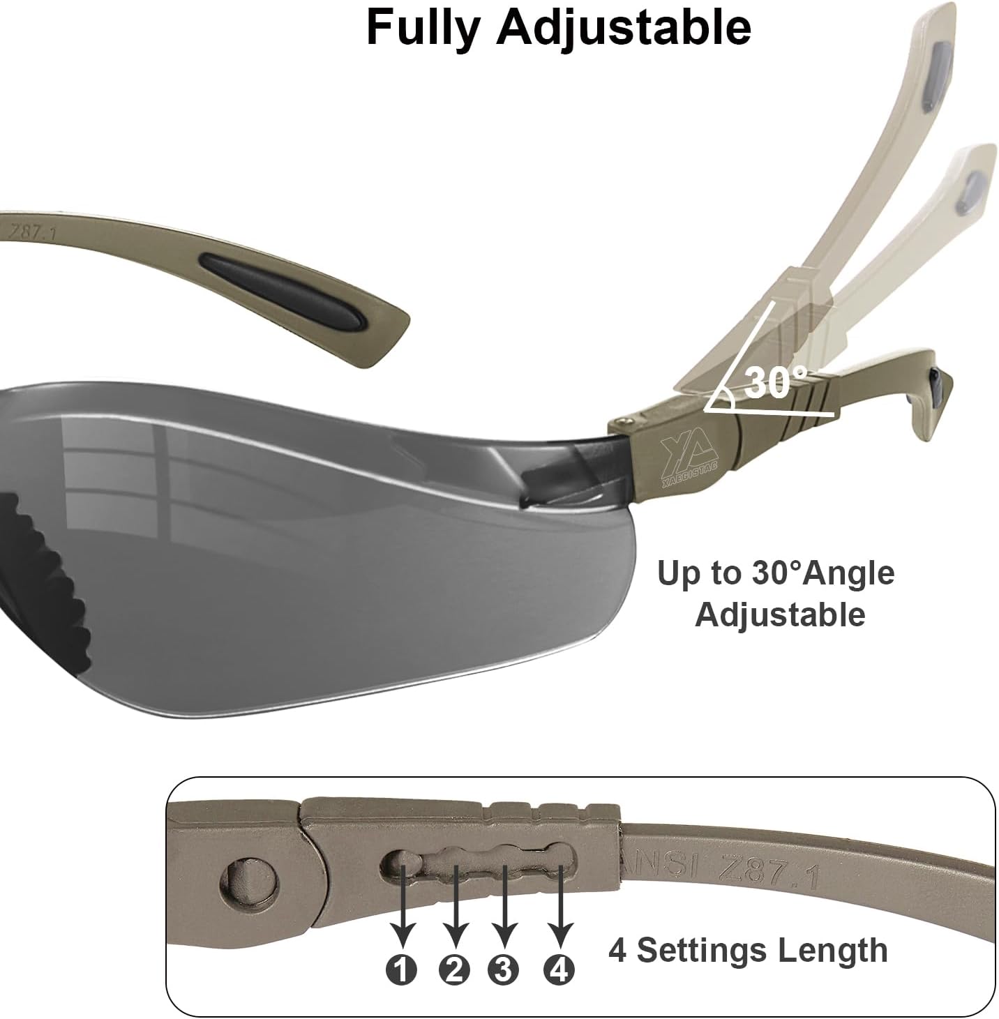 xaegistac Shooting Glasses Anti-fog Shooting Range Eye Protection, Adjustable Safety Glasses with Zipper Hard Case
