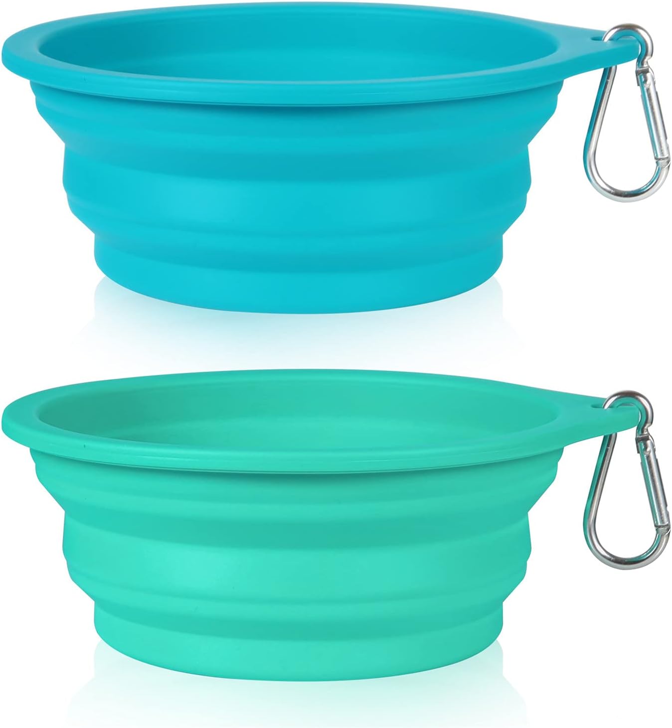 SLSON Juego de 2 cuencos plegables para perros, cuencos de viaje integrados sin borde de plástico, cuencos de alimentación para mascotas para