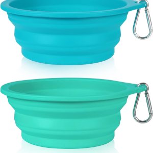 SLSON Juego de 2 cuencos plegables para perros, cuencos de viaje integrados sin borde de plÔstico, cuencos de alimentación para mascotas para SLSON Juego de 2 cuencos plegables para perros, cuencos de viaje integrados sin borde de plÔstico, cuencos de alimentación para mascotas para