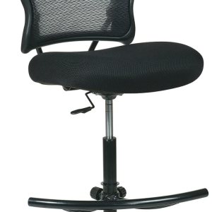 SPACE Seating Respaldo AirGrid de doble capa grande y alto con asiento de malla, reposapiés ajustable y base con acabado plomizo, negro SPACE Seating Respaldo AirGrid de doble capa grande y alto con asiento de malla, reposapiés ajustable y base con acabado plomizo, negro