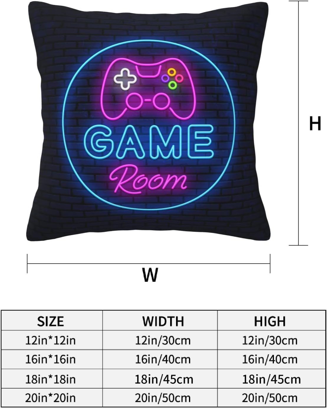 Juego de 4 fundas de almohada cuadradas de 18 x 18 pulgadas con signo de neón para videojuegos, decoración del hogar, sofá, silla, automóvil para