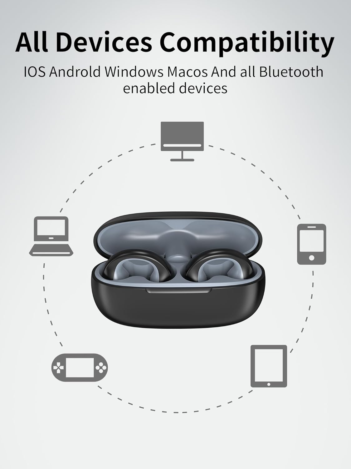 Auriculares de oído abierto, auriculares deportivos Bluetooth, auriculares abiertos, auriculares inalámbricos mini para ciclismo, conducción,