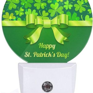 EKOBLA Regalo de San Patricio, luz nocturna de trébol, hojas de trébol verde, pajarita, luces nocturnas de la suerte, enchufe a la pared, sensor de EKOBLA Regalo de San Patricio, luz nocturna de trébol, hojas de trébol verde, pajarita, luces nocturnas de la suerte, enchufe a la pared, sensor de