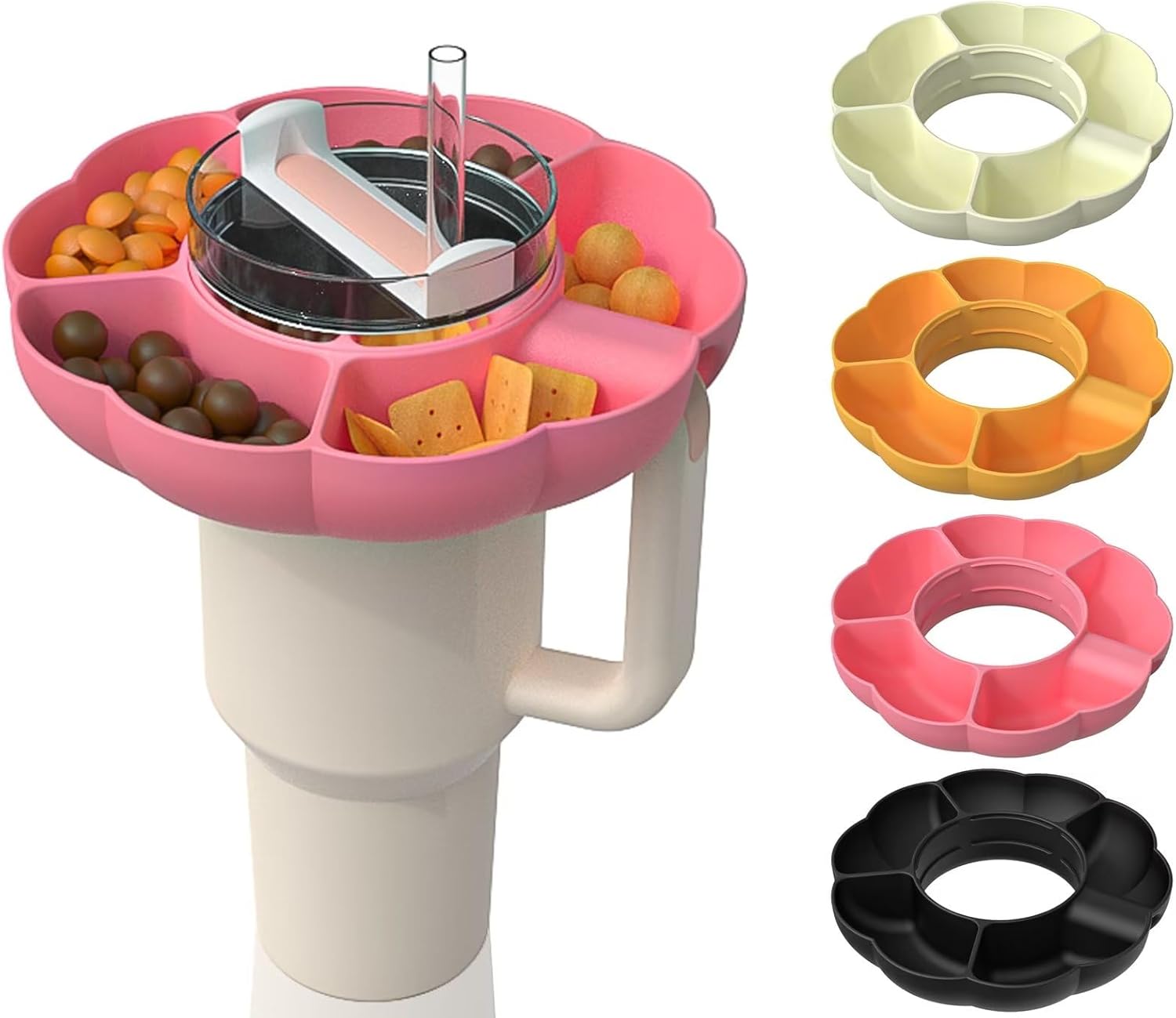 Stanley – Bandeja de aperitivos para vaso Stanley de 40 onzas con asa, accesorios de taza Stanley para Stanley Dupe de 40 onzas, soporte de anillo