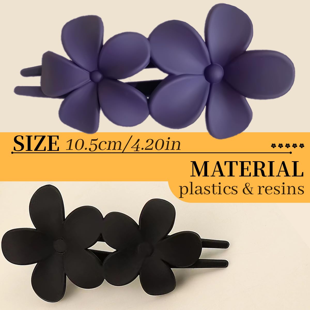 5 pinzas para el pelo con flores mate, pasadores de pelo de cocodrilo para mujeres y niñas, lindas pinzas para el cabello francés, antideslizantes,