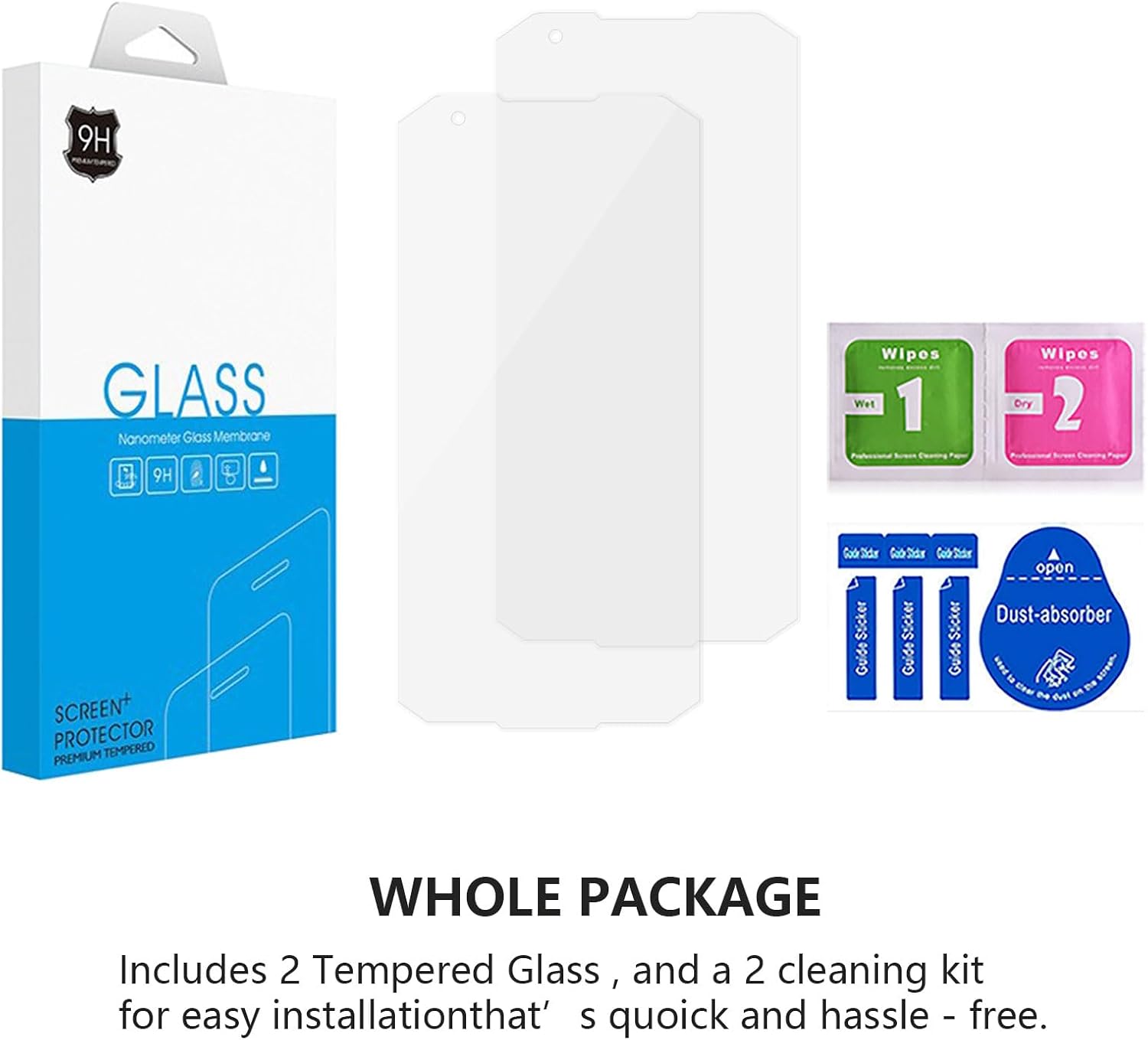 Ailiber Protector de pantalla para Kyocera DuraForce Pro 3 2 unidades, protector de pantalla DuraForce Pro3 de vidrio templado, antiarañazos,