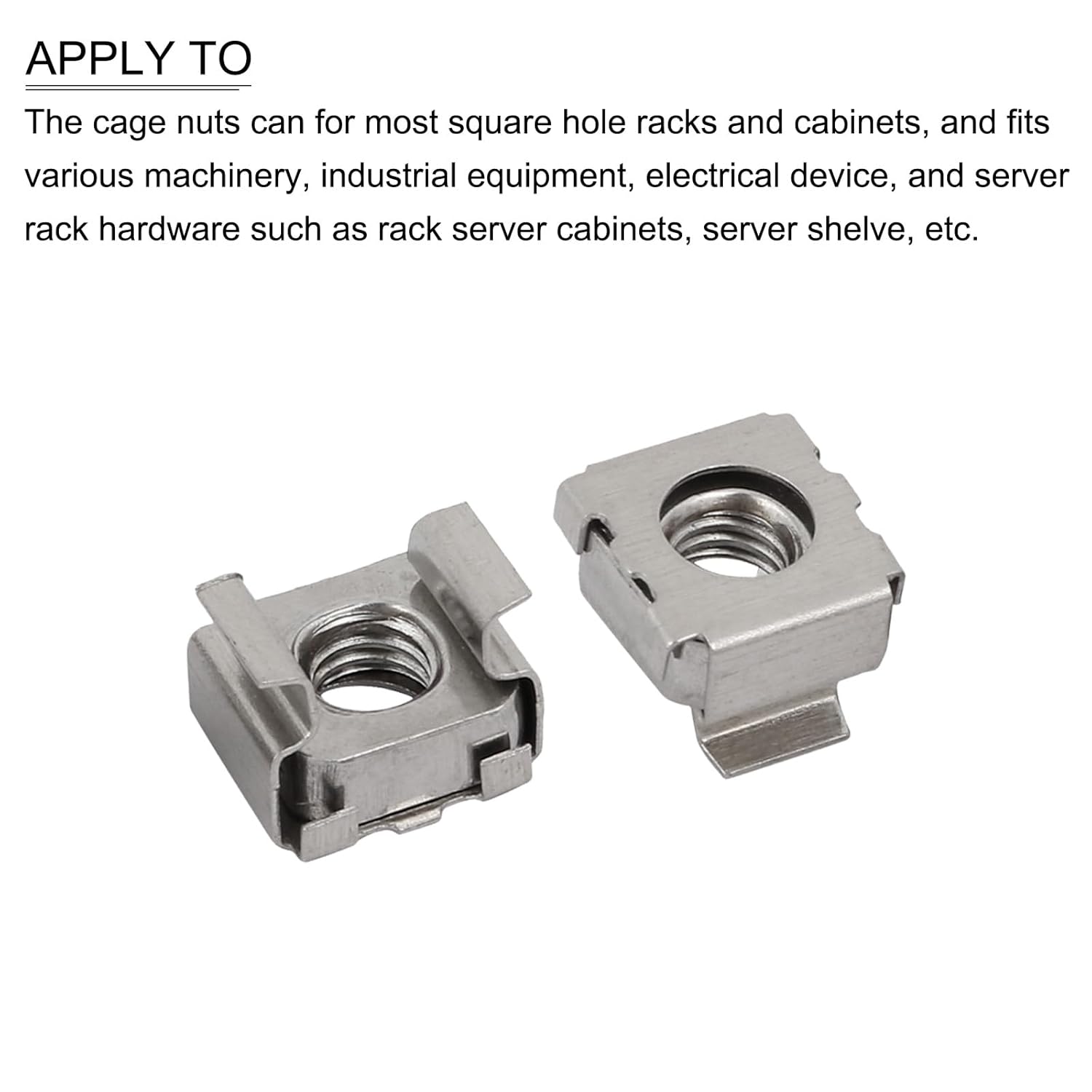 Tuercas enjauladas (M6x13mm), 5 unidades, acero inoxidable para montaje en rack de rack de agujero cuadrado, tuercas jauladas  para estante de