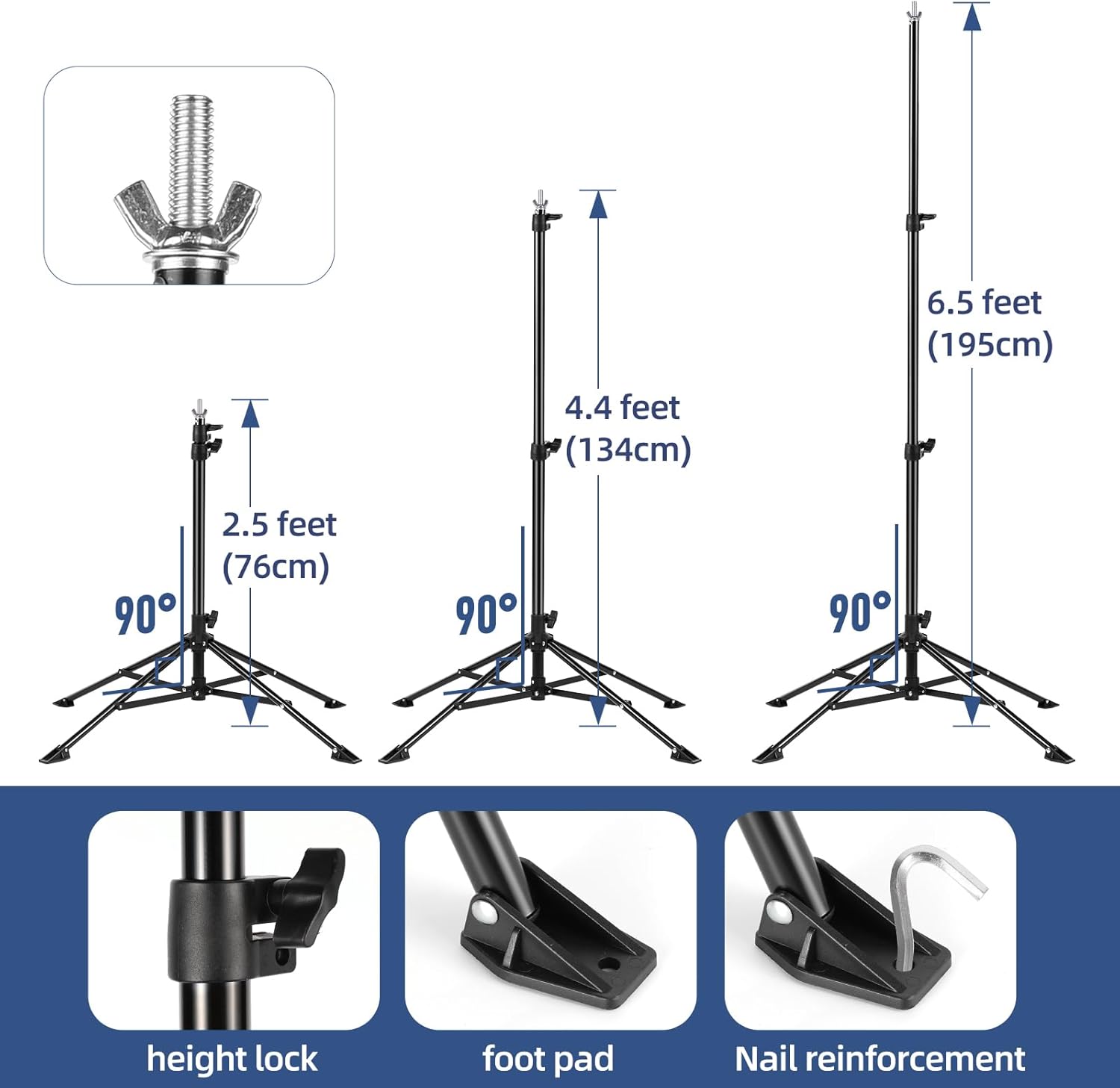 Soporte de fondo de cuatro patas de 6.5 x 10 pies, soporte de fondo de fotos de IFKDNR para fiestas, kit de soporte ajustable con 4 barras