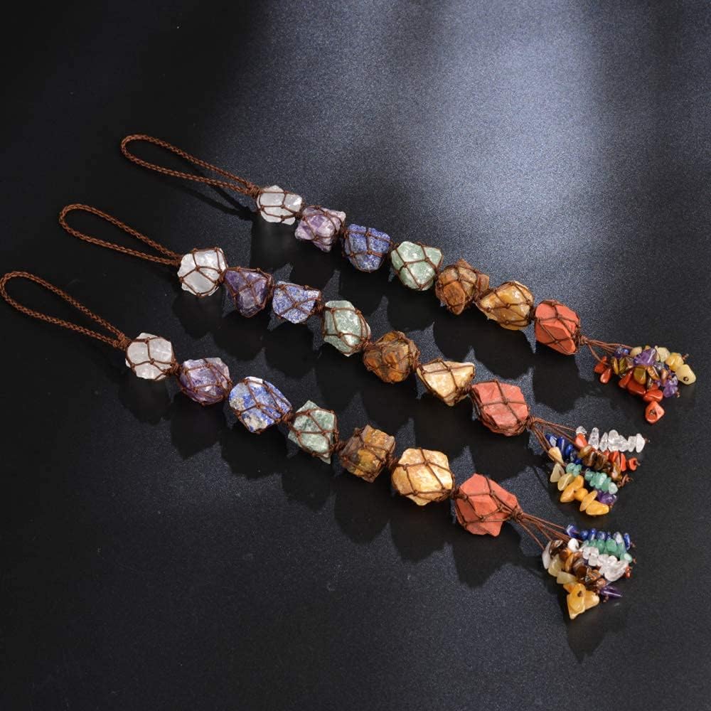 Adornos colgantes hechos a mano 7 chakras piedras crudas decoración del hogar Feng Shui ornamento