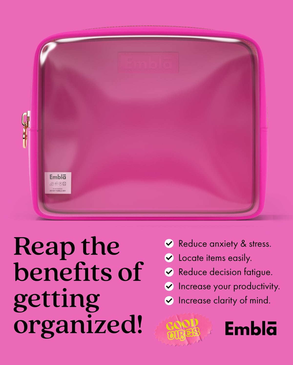 Embla Bolsa de maquillaje transparente para mujer, bolsa de cosméticos transparente, bolsas de cosméticos con cremallera, lindas bolsas de nailon