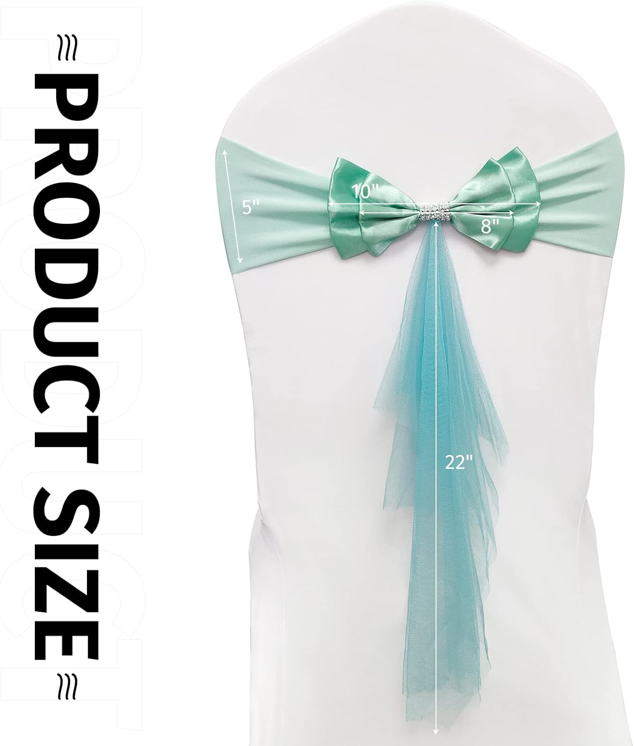 Bandas elásticas de elastano para decoración de sillas, bodas, fiestas, recepciones, banquetes, bandas elásticas con lazos dobles, organza flotante,