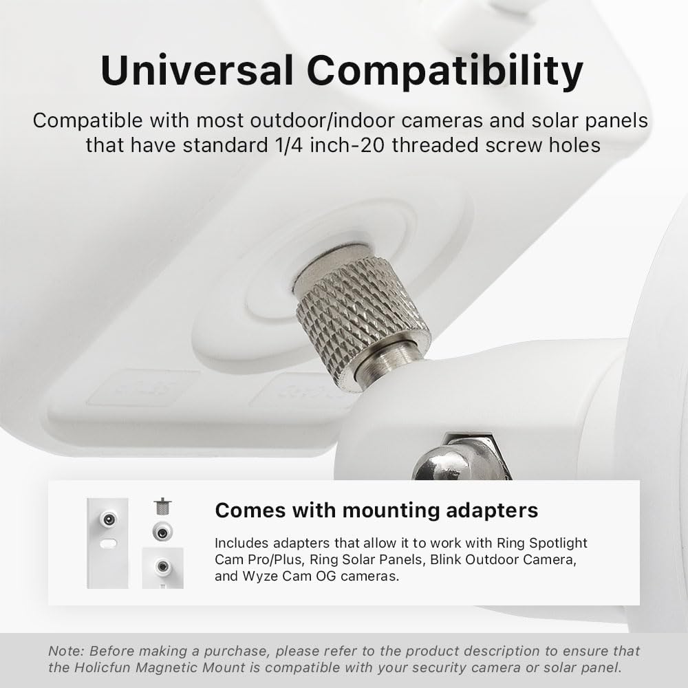 Holicfun Soporte magnético para cámara de seguridad para interiores y exteriores, universalmente compatible con anillo, parpadeo, Eufy, Wyze, Google