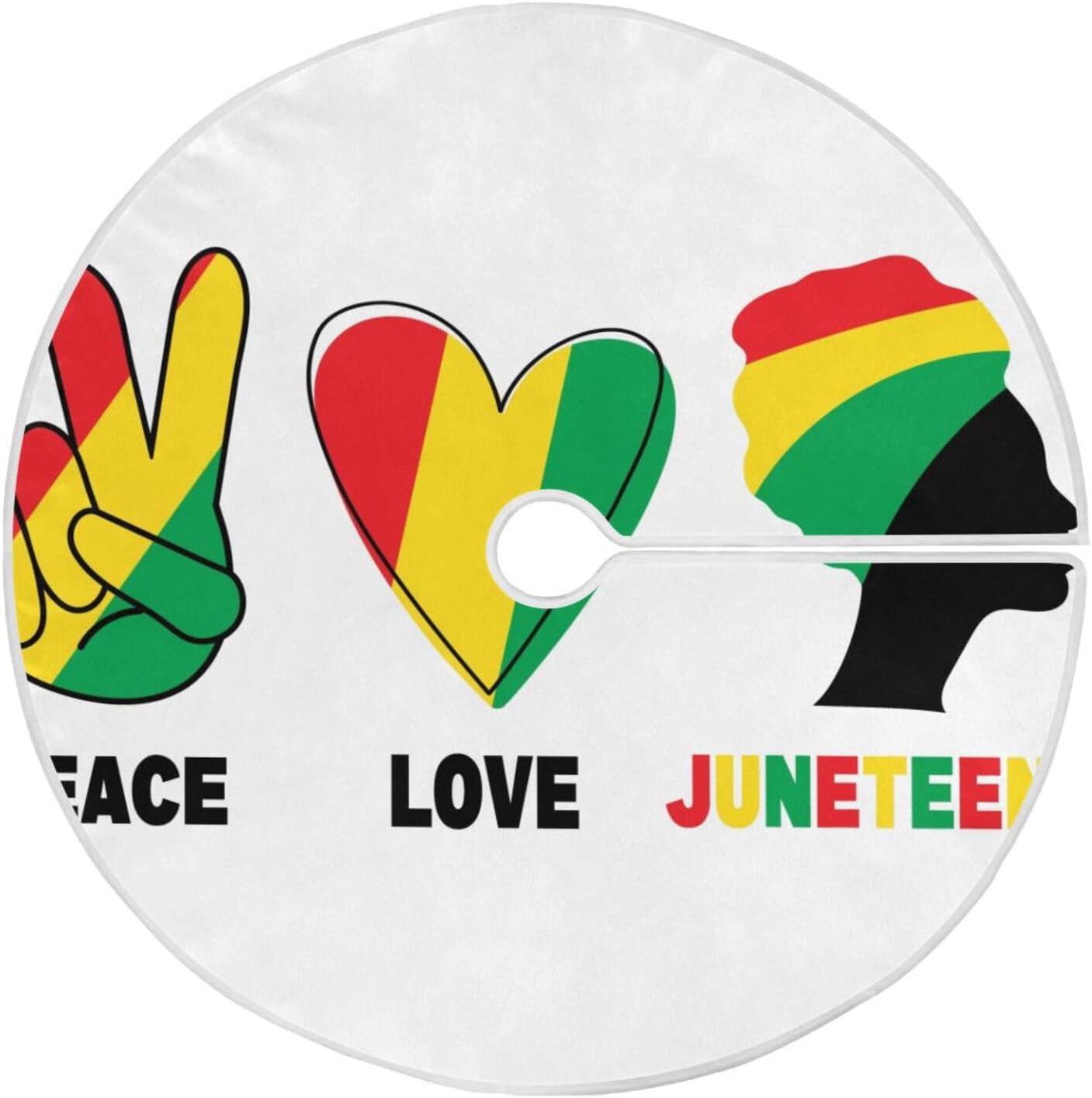 Peace Love Juneteenth – Falda de árbol de Navidad negra, decoración de otoño, falda de árbol para árbol pequeño, decoración de árbol