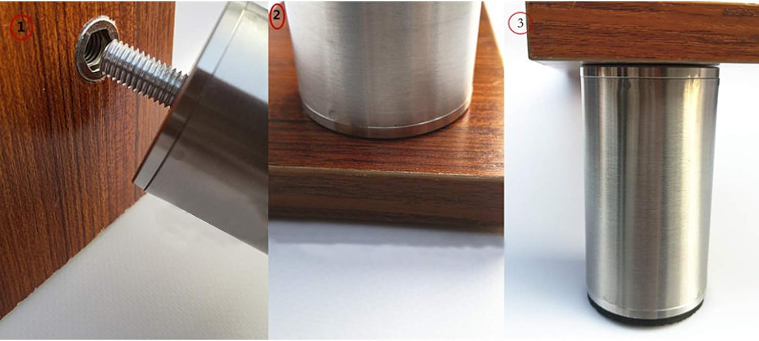 Varilla roscada M10 de acero inoxidable cepillado sólido para muebles, patas de sofá de metal, patas de cama, patas de gabinete de cocina, baño,