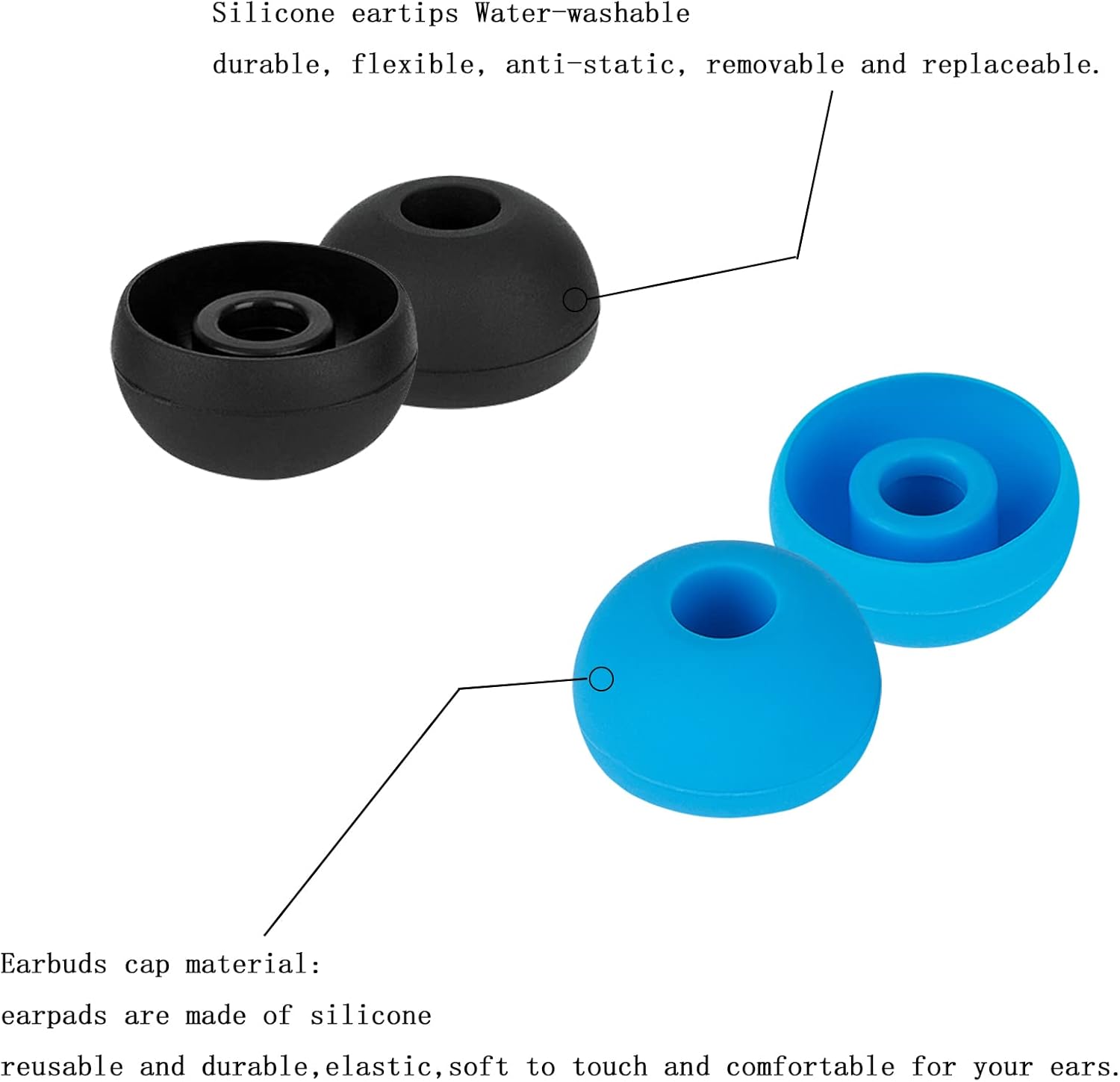 Puntas de repuesto de auriculares de silicona compatibles con auriculares inalámbricos Powerbeats 123 de Dre, tapa para auriculares (8 pares)