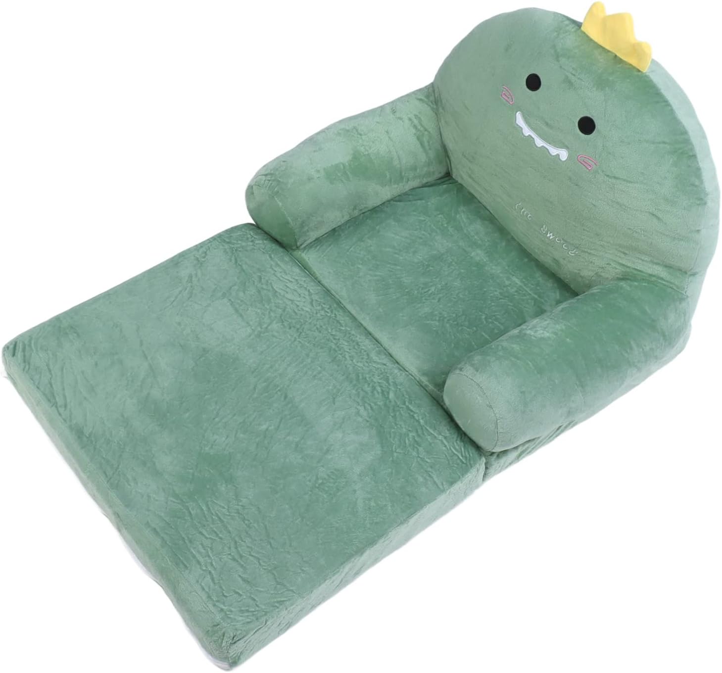 Sofá para niños, cómodo al tacto, sofá plegable de dinosaurio para niños, extra suave de 2 asientos, 2 en 1, silla abierta o cama plegable, tumbona