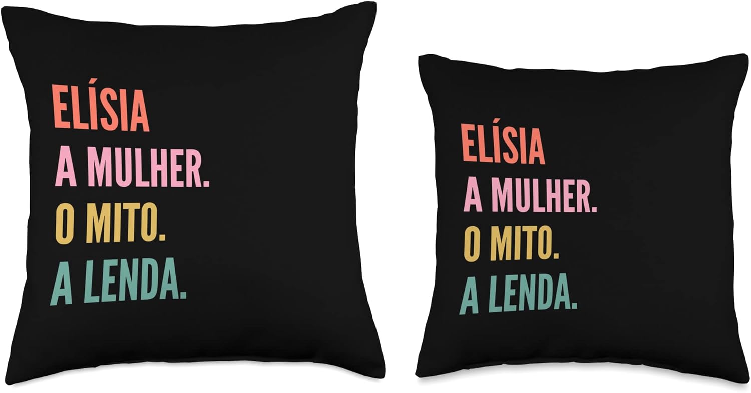 Designs De Nomes Engraçados Para Mulher Divertida almohada portuguesa con diseño de primer nombre Elísia, 18 x 18 pulgadas, multicolor