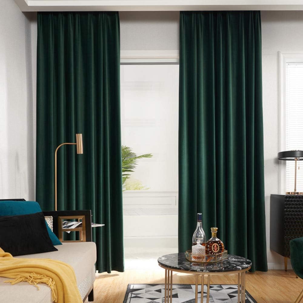 MYRU 1 par de cortinas opacas de terciopelo nórdico de lujo verde oscuro para dormitorio y sala de estar (2 x 54 x 84 pulgadas, verde oscuro)