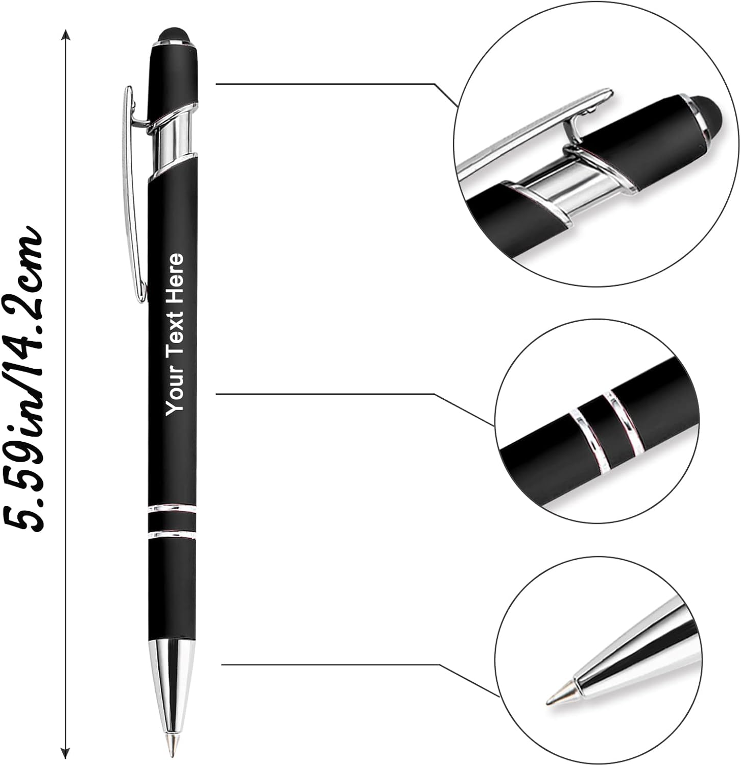 Hasta 500 bolígrafos personalizados a granel, bolígrafo grabado personalizado con punta de lápiz capacitivo, carcasa multicolor retráctil, bolígrafo