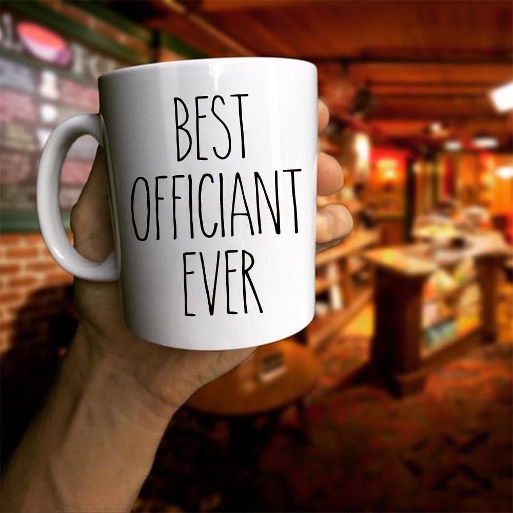 Qupoomafu Tazas de café Best Officiant Ever, tazas de café oficiales de boda, juego de tazas de café para parejas, juego de regalo de tazas de café