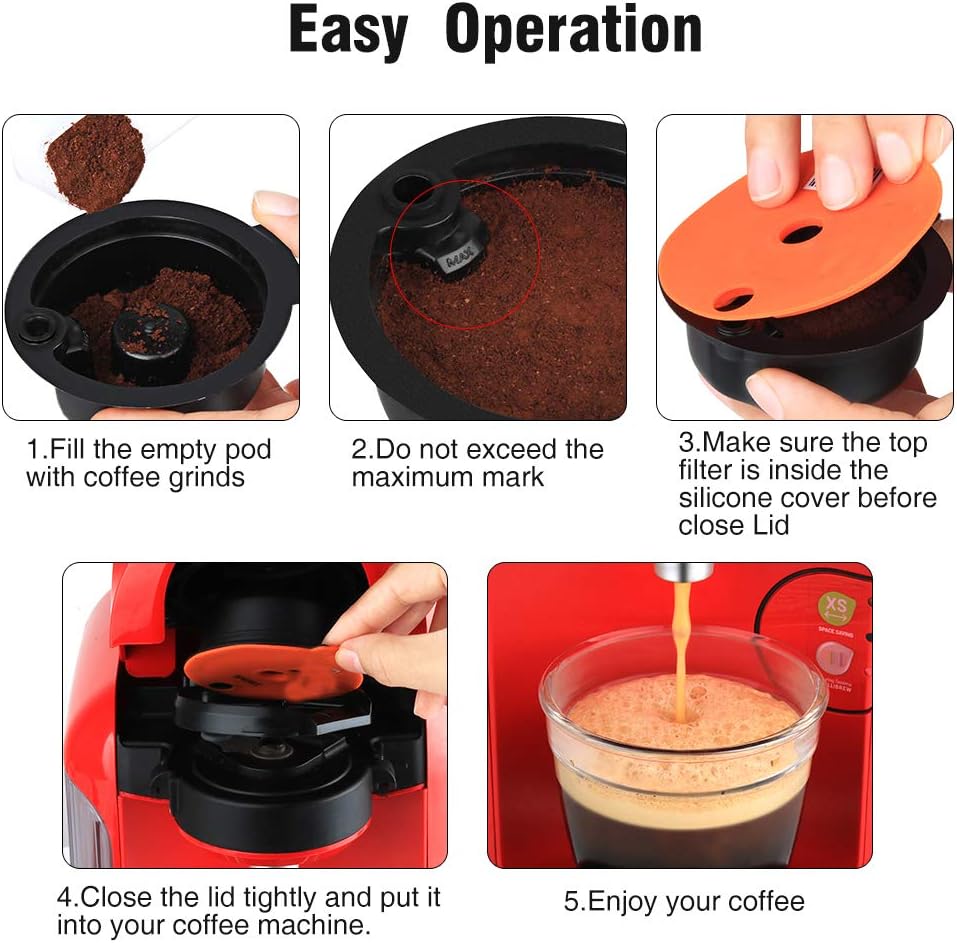 Cápsulas de café reutilizables, filtro de café recargable compatible con máquinas Tassimo, cápsulas de café con tapas reutilizables (6.1 fl oz)