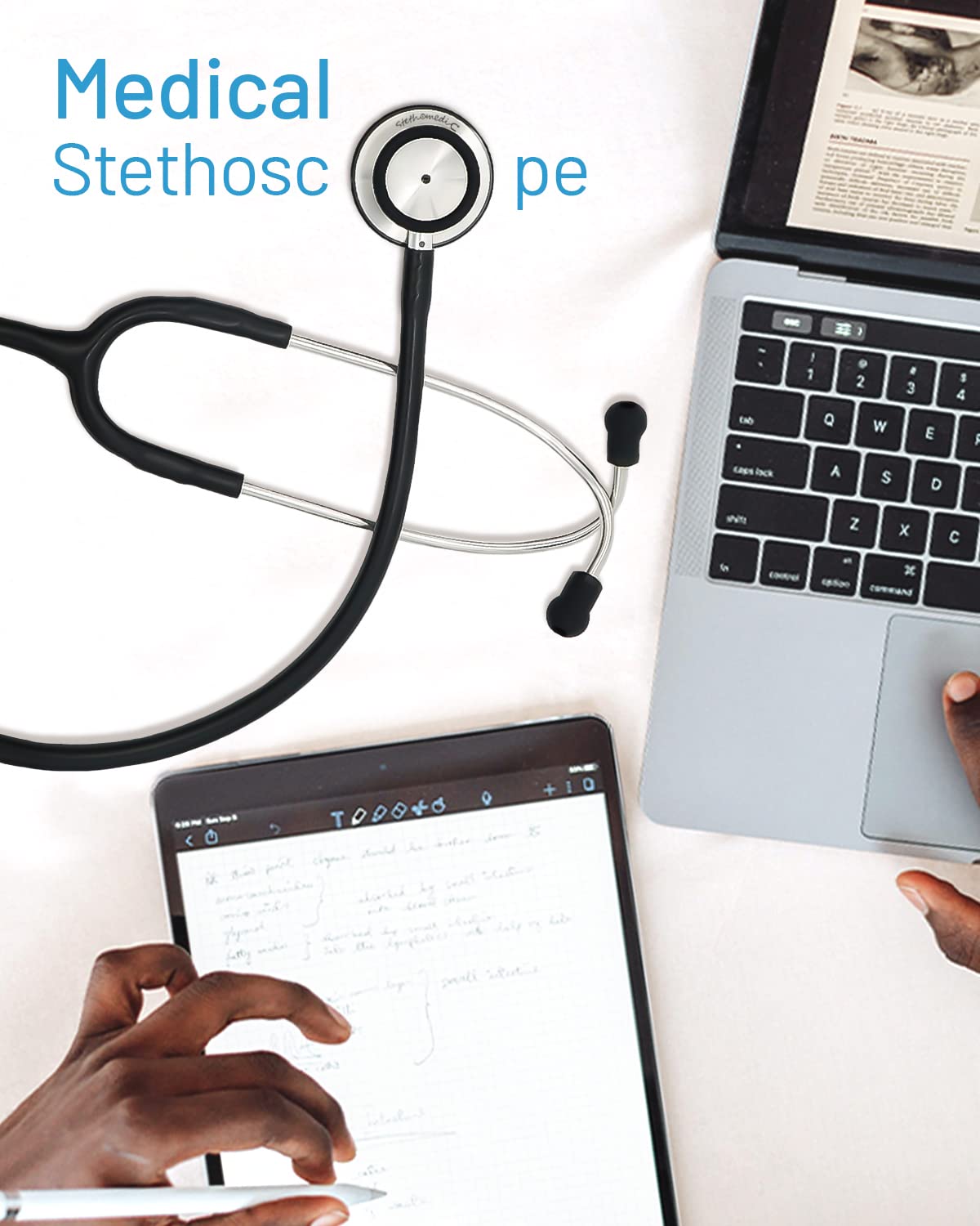 FriCARE – Estetoscopio de doble cabeza para entorno médico y doméstico, diseño clásico, ligero, estetoscopio para adultos, regalo para enfermeras,