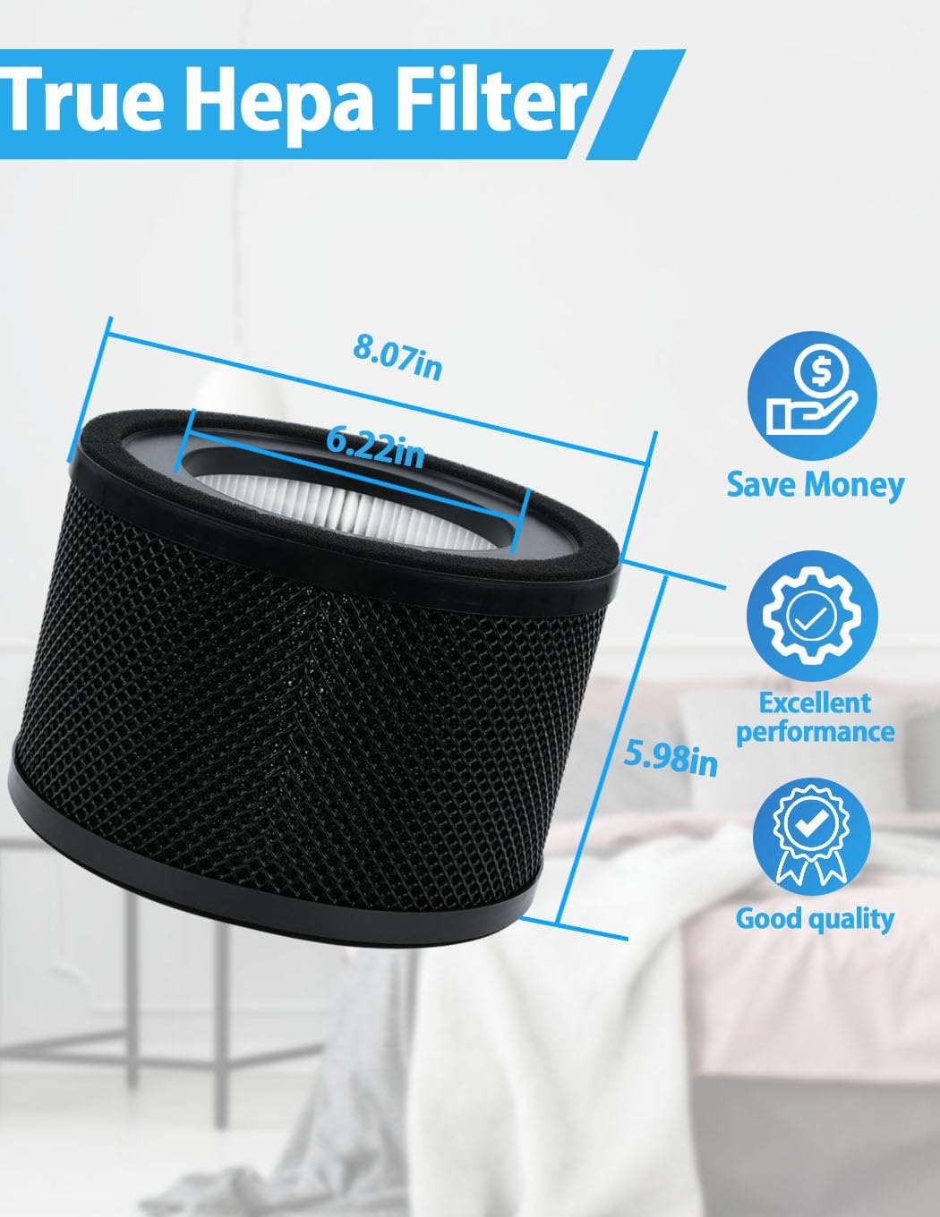 BBT BAMBOOST Filtro de repuesto A230 tamaño O compatible con purificador de aire Winix A230 y A231, HEPA verdadero 3 en 1 y filtro de carbón