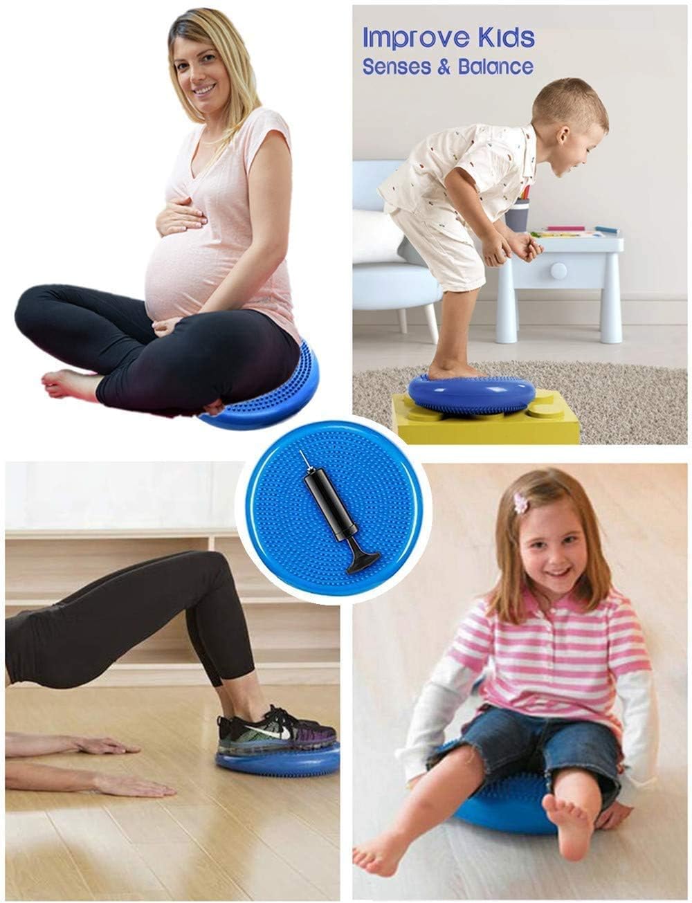 Cojín de estabilidad inflada, cojín de equilibrio de yoga, cojín de asiento para aliviar el dolor, recuperación de suelo pélvico pospartum,