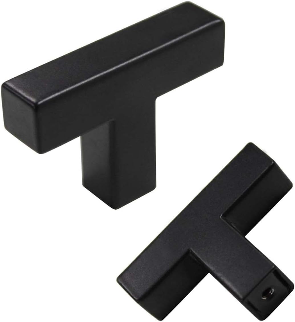 goldenwarm – Paquete de 30 perillas negras para alacenas de cocina, manijas de acero inoxidable, para baños y armarios, 2 pulgadas de longitud total