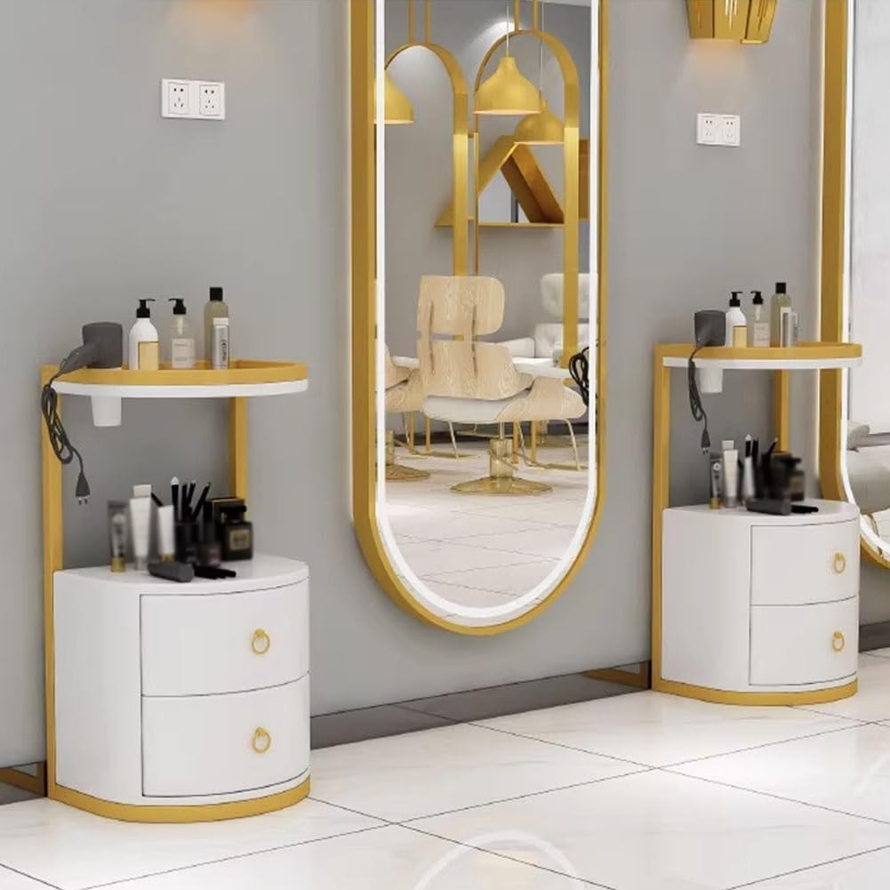 GRRICEPL Estación de estilo de montaje en pared, con cajones de estilo, equipo de salón de belleza para salón de belleza o spa, peluquería, baño en