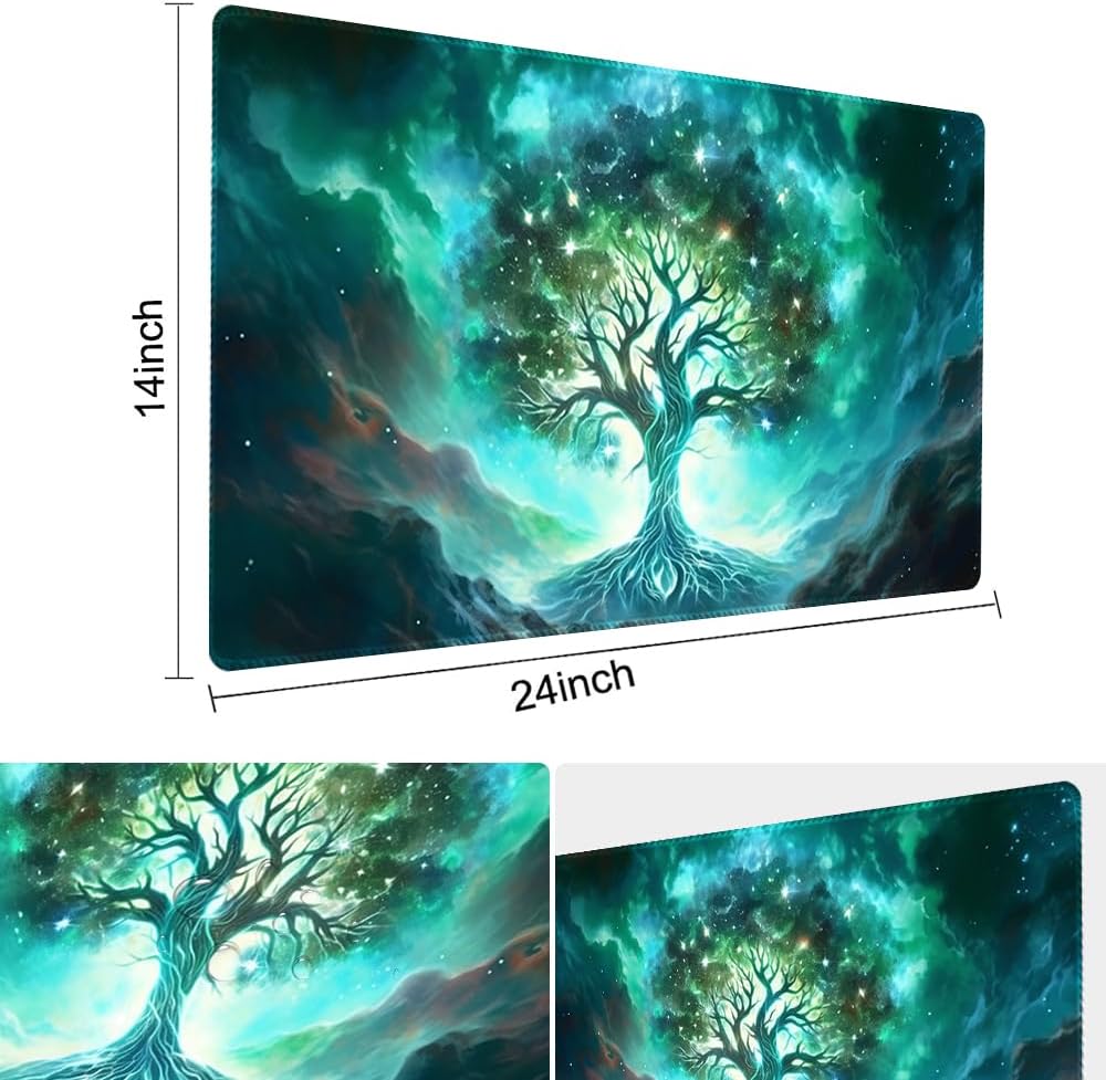 Tapete de juego de mesa prémium de 24 x 14 pulgadas, compatible con OCG CCG RPG MTG, tapete de escritorio para mouse (vitalidad verde)